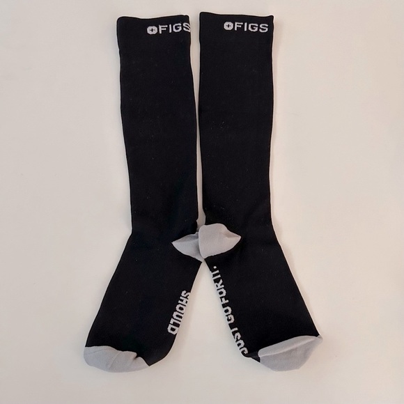 FIGS New Compression Socks JUST GO FOR IT, I THINK YOU SHOULD Black Gray Small - Picture 4 of 5